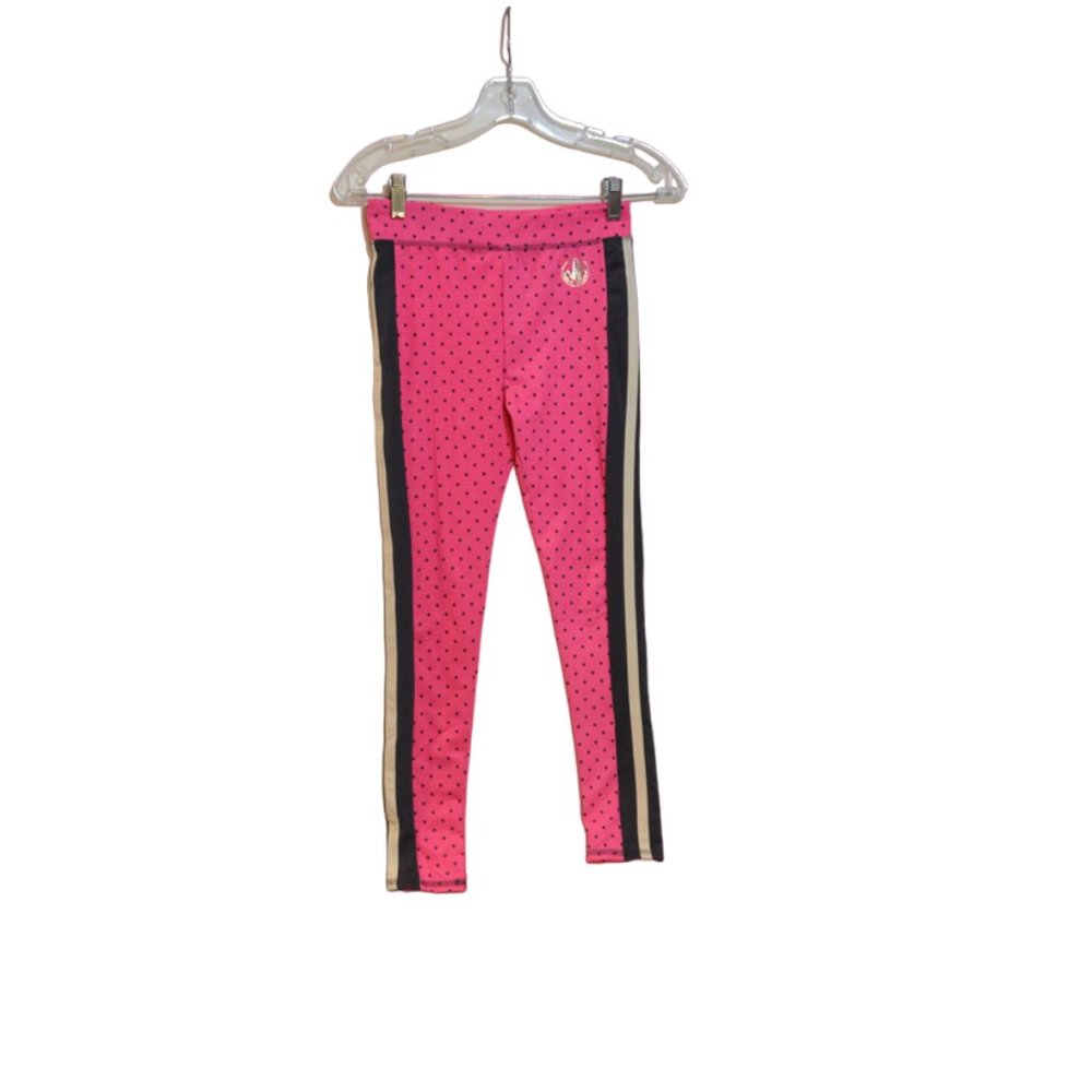 BODY GLOVE Pink Black Polka-dots Black-White Side Stripes Leggings Girls 10
